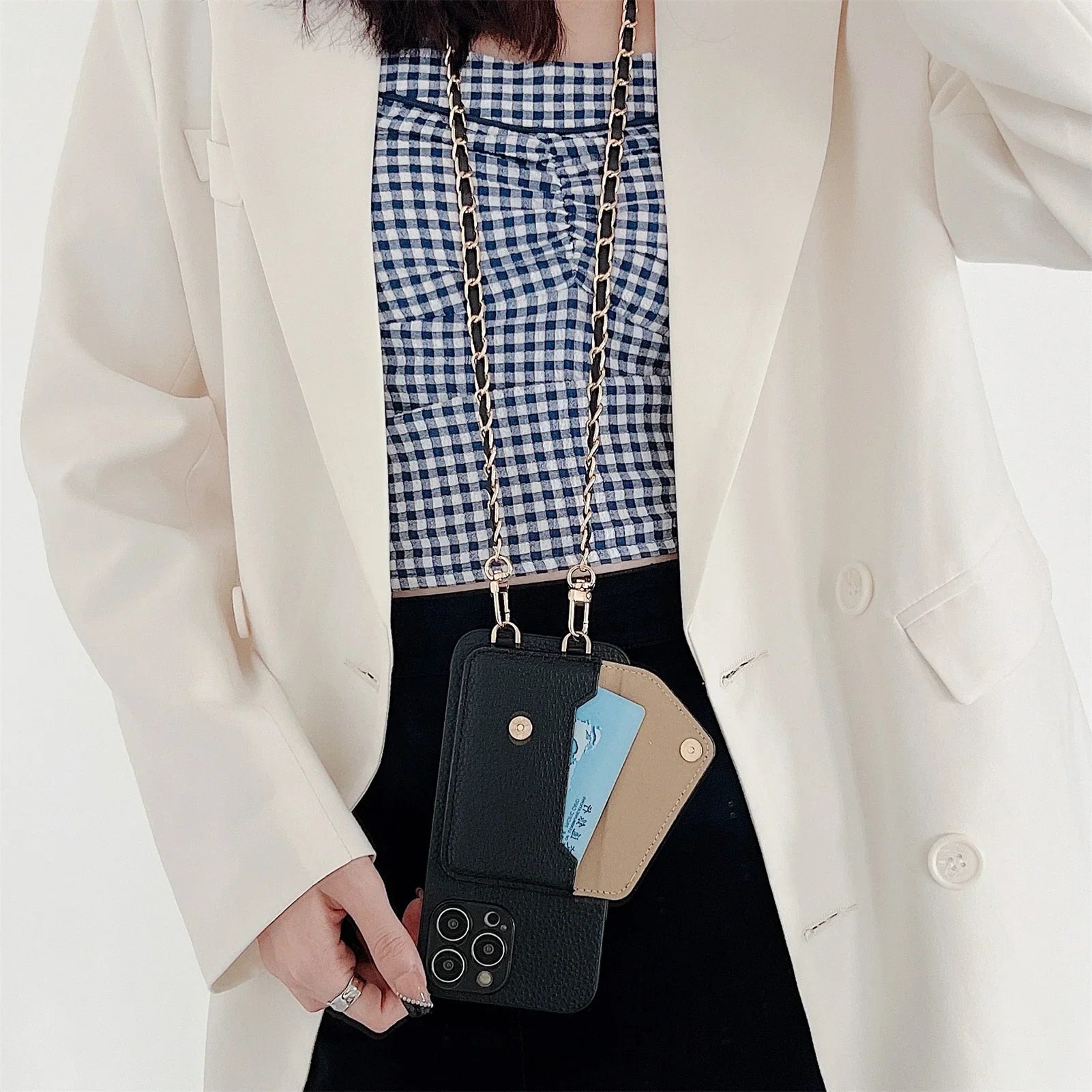 Hochwertige Crossbody-Brieftaschen-Ledertasche mit Kartenhalter und Portemonnaie-Funktion | Apple iPhone-Hülle mit Umhängeband und Geldbörsenfunktion - Phone Heaven Zone