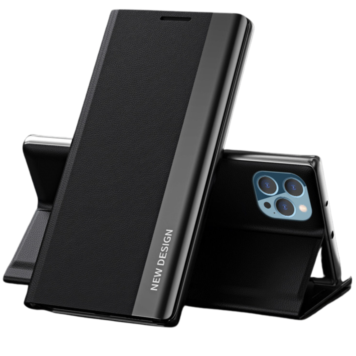 Premium Flip Buch-Cover mit Magnetverschluss und Standfunktion iPhone Hülle | MagSafe Tasche Flip-Cover Case für Apple iPhone 17/17 Air, 16/16e, 15, 14, 13 Pro Max, Plus - Vielseitige Schutzhülle