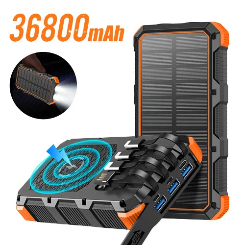 Premium Power Bank 20000mAh Solar Ladegerät | Tragbarer Externer Akku mit 5V Schnellaufladung und super heller Taschenlampe für Smartphones, Apple iPhone, Samsung, iOS & Android unterwegs