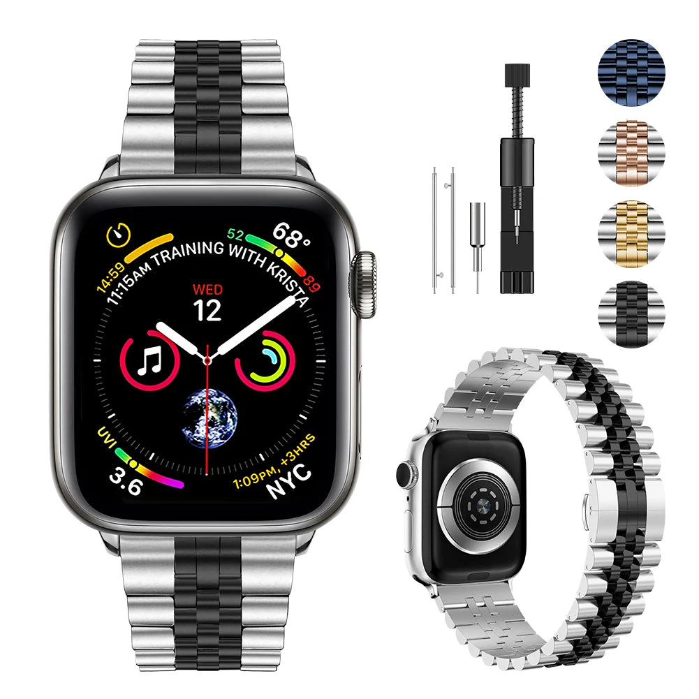 Metallband für Apple Watch 49mm, 45mm, 44mm, 42mm, 41mm, 40mm | Premium Edelstahl Armband für iWatch Ultra/9/8/7/6/5/4/3/SE
