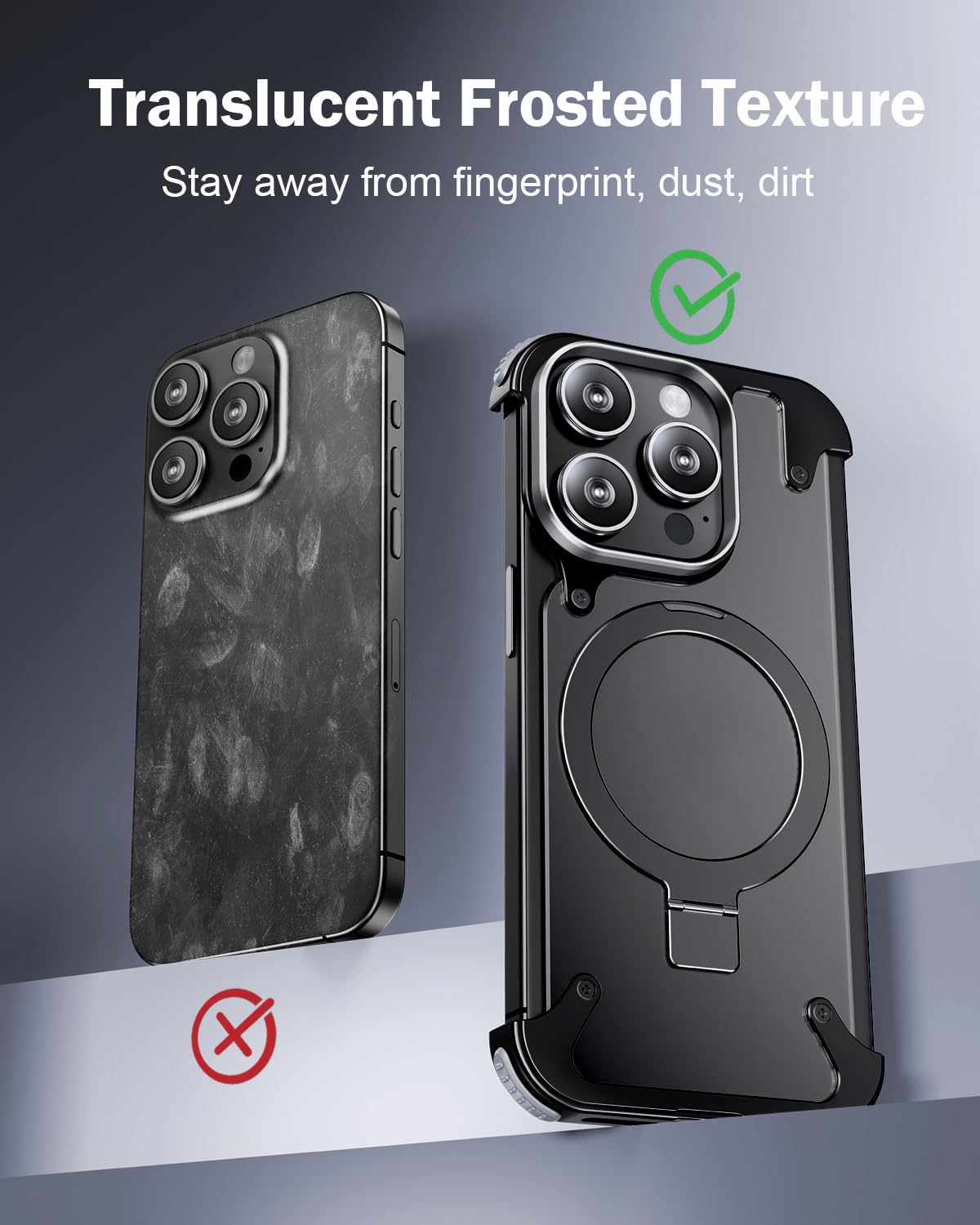 Premium Ultradünne Magnetische Randlose Matte Metall-Aluminiumständer iPhone-Hülle | MagSafe-Case Rundumschutz, Kameralinsenschutz für Apple iPhone 17/17 Air, 16/16e, 15, 14, 13 Pro Max Plus Cover | Stoßfeste Panzertasche, Stoßstangenabdeckung Schutzhülle