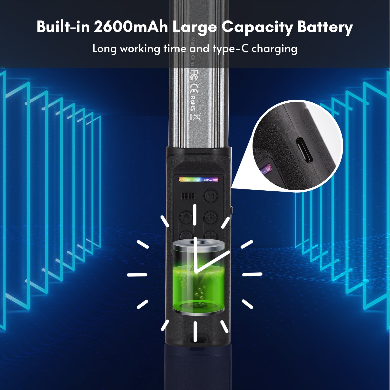 Premium VL119 Handheld RGB LED Lichtstab, 19,68 Zoll, Buntes Stick-Licht, CRI 95+, 2500K-9000K, Für Foto- & Videografie,