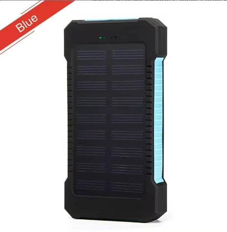 Premium Power Bank 20000mAh Solar Ladegerät | Tragbarer Externer Akku mit 5V Schnellaufladung und super heller Taschenlampe für Smartphones, Apple iPhone, Samsung, iOS & Android unterwegs