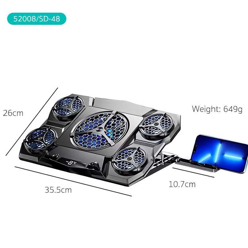 Premium Qualität Jomaa RGB Gaming Laptop Stand | Luftkühler Notebook-Halter mit 6 Lüftern | Basis geeignet für 12-17 Laptops