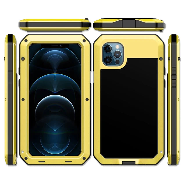 Panzer iPhone Hülle für Apple iPhone 17/17 Air, 16/16e, 15, 14, 13 Pro Max Plus: MagSafe Case | Schutzhülle Metallgehäuse Stoßfest MagSafe Aluminium Handyhülle | Bildschirm, Kameralinsenschutz, Wasserdicht & Gehärtetes Glas