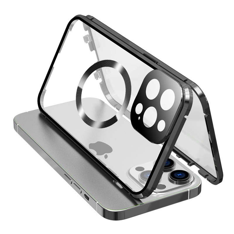 Hochwertiges Apple iPhone 15/14/13/12/11 Pro Max Hülle | 360 ° Vollversiegelter Glas-Metallrand für MagSafe Magnetische