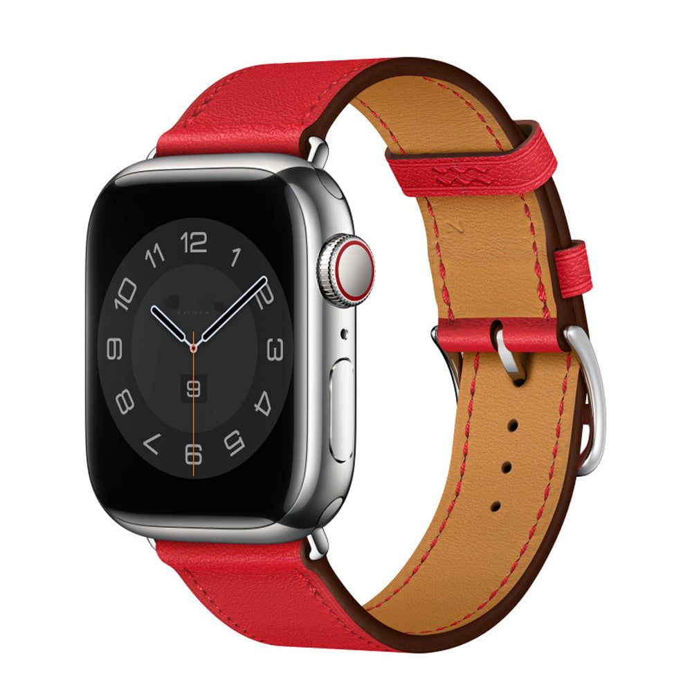 Premium Echtes Leder Armband für Apple Watch: 49mm, 45mm, 44mm, 42mm, 41mm, 40mm, Damen/Herren, iWatch Ultra/9/8/7/6/5/4/SE