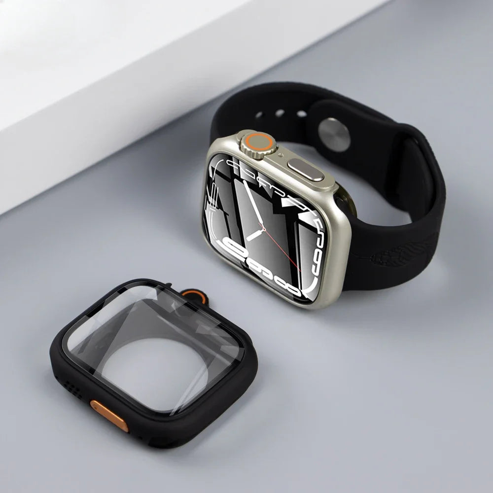 Premium Displayschutzfolie für Apple Watch 44mm 45mm 40mm 41mm - Hartes PC-Front | und Rückseitenstoßstangengehäuse für i