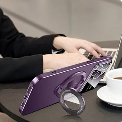 Luxus Ultra-Dünne Matte iPhone-Hülle mit Ringhalterung, Ständer und Kameralinsenschutz | MagSafe Case mit magnetischem, kabellosem Schnellladen für Apple iPhone 17/17 Air, 16/16e, 15, 14, 13 Pro Max Plus | Harte PC-Panzertasche, stoßfeste Handyhülle