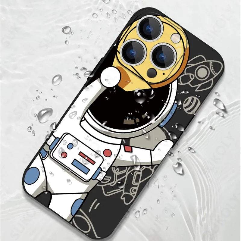 Hochwertige Astronauten-Lanyard iPhone-Hülle | MagSafe Case mit Kameraschutzabdeckung | Panzertasche mit weicher Silikon-Stoßstange als Cover für Apple iPhone 17/17 Air, 16/16e, 15, 14, 13, 12 Pro Max Plus Mini Handyhülle
