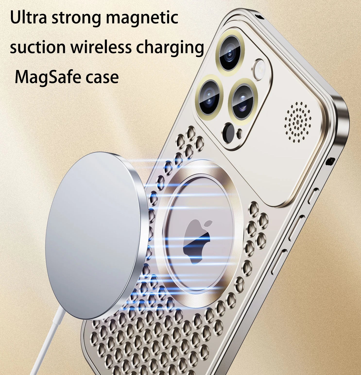 Luxus Aluminiumabdeckung iPhone Hülle Magnetischer Wärmeableitung | MagSafe Case, Galvanisiertem Metallrahmen, Vergrößernder Glaslinse als Kamer für Apple iPhone 17/17 Air, 16/16e, 15, 14, 13 Pro Max Plus Cover | Panzertasche, Hochwertige Handyhülle