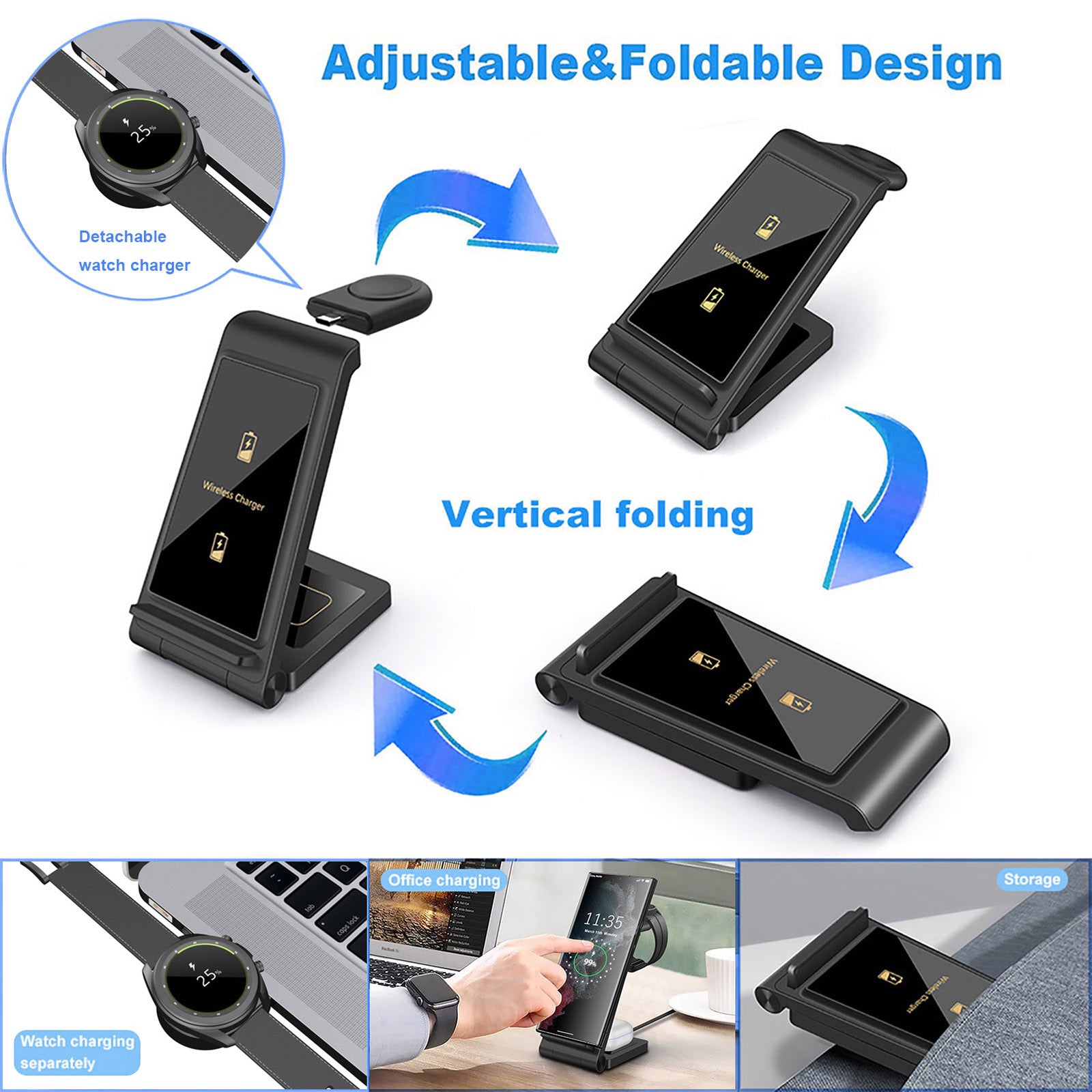 Wireless Fast Charging Station Samsung Galaxy S23| S22 S21 Note 20 und Galaxy Watch 2/1 Pro| 3in1 25W Ladegeräte