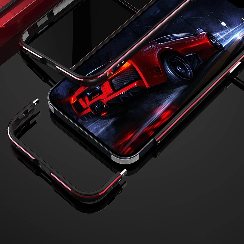 Aluminum Bumper & Metal Lens Frame Case Shockproof Cover for iPhone Models, Durable and Stylish Protection with Sleek Design