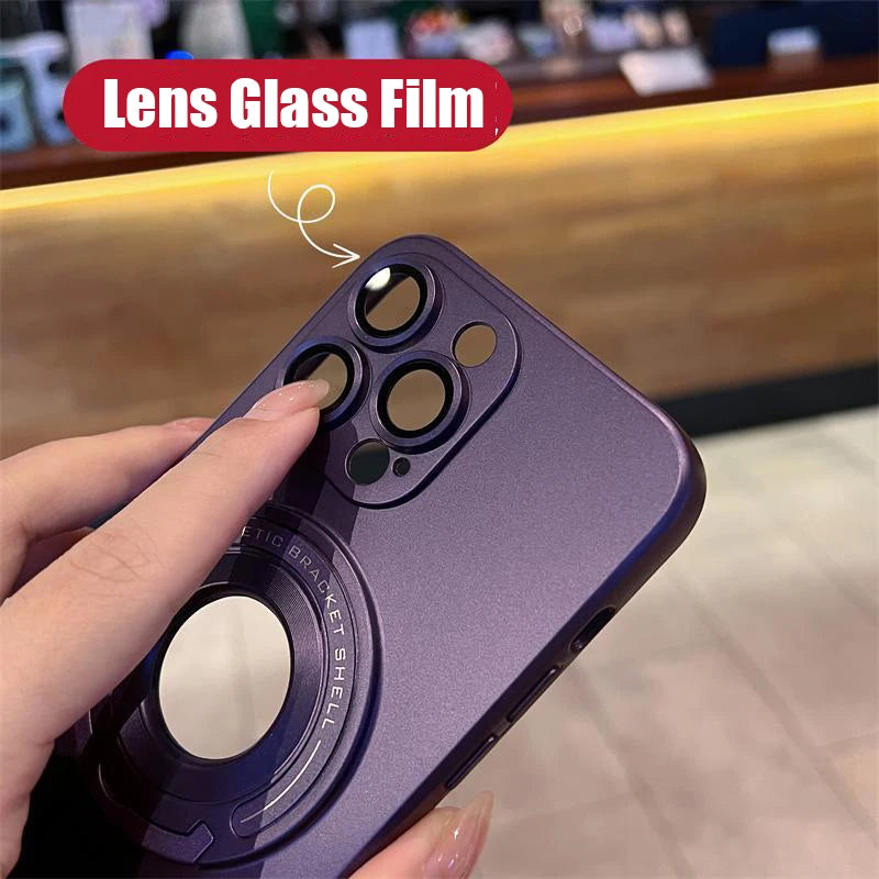 Magnetisches Metall MagSafe iPhone Hülle für Apple iPhone 17/17 Air, 16/16e, 15, 14, 13 Pro Max Plus | Premium Case, Stoßfeste Höchster Schutz - Luxus Schlank Matt mit Kamera Glaslinsenschutz, Ständer und Handhalterung Abdeckung