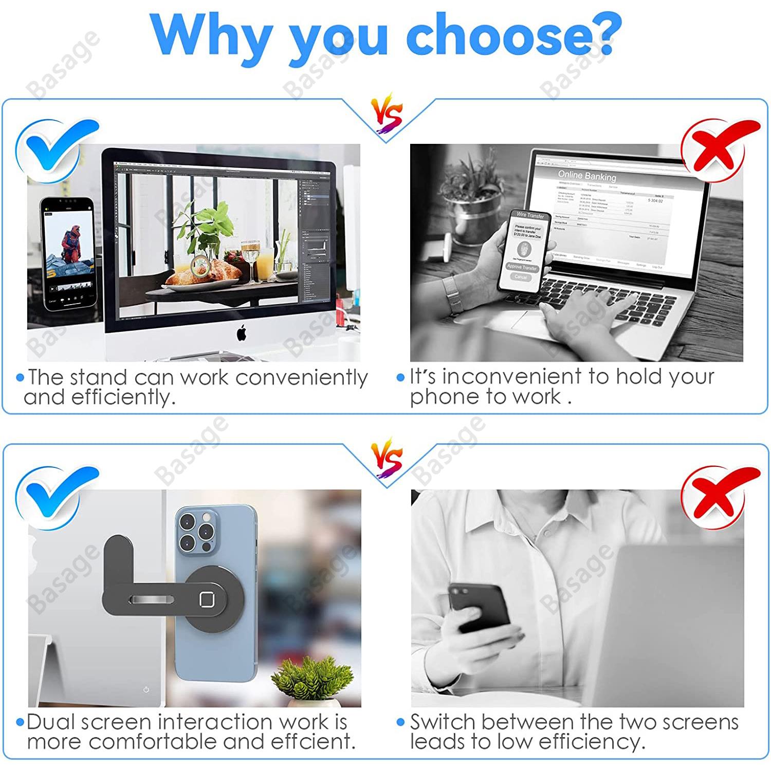 Hochwertiger Magnetischer Laptop-Telefon-Halter: Monitor-Seitenhalterung, schlank & faltbar, für Apple iPhone 15/14/13/12/11