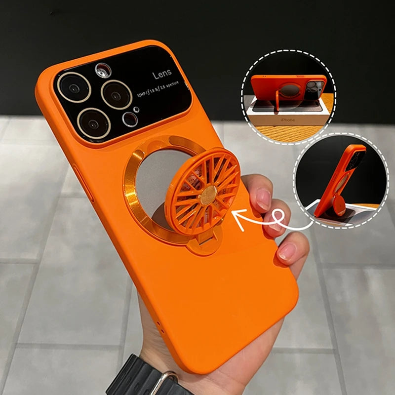 Premium iPhone Hülle, 360 Grad Rotierender Gyro-Standfunktion, Faltbarem Halter | MagSafe Case, Rundumschutz, Kameralinsenschutz für iPhone 17/17Air, 16/16e, 15, 14, 13 Pro Max Plus Cover | Panzertasche und Stoßsgenabdeckung | Hochwertige Schutzhülle