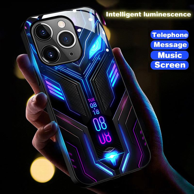 Luxus Ultra Dünne Apple iPhone LED Anruflicht Handyhülle mit Kameralinsenschutz: Punk Mecha Case Panzer Schutzhülle für iPhone 17/17 Air, 16/16e, 15, 14, 13 Pro Max Plus - MagSafe Cover & Tasche