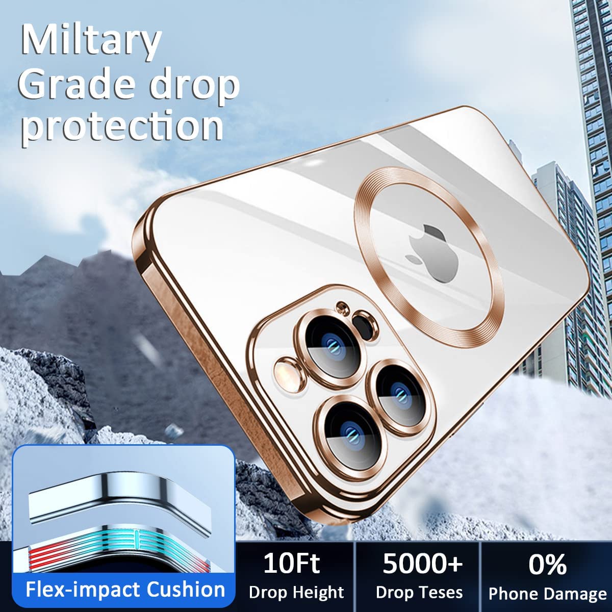 Luxus Ultra-Dünne iPhone Hülle mit MagSafe: 360° Vollschutz aus Metall und Glas, Magnetische Adsorption | Stoßfest mit Glasobjektiv-Kameraschutz, Panzer-Schutzhülle | Stilvolle Handyhülle Apple iPhone 17/17 Air, 16/16e, 15, 14, 13 Pro Max, Pro, Plus Cover