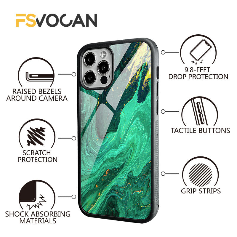 Luxus Gold-Rahmen Marmor iPhone-Hülle Stoßfestes Case | MagSafe Handyhülle für Apple iPhone 17/17 Air, 16/16e, 15, 14, 13 Pro Max Plus | Kameraschutzabdeckung, Tasche & Panzer-Schutzhülle