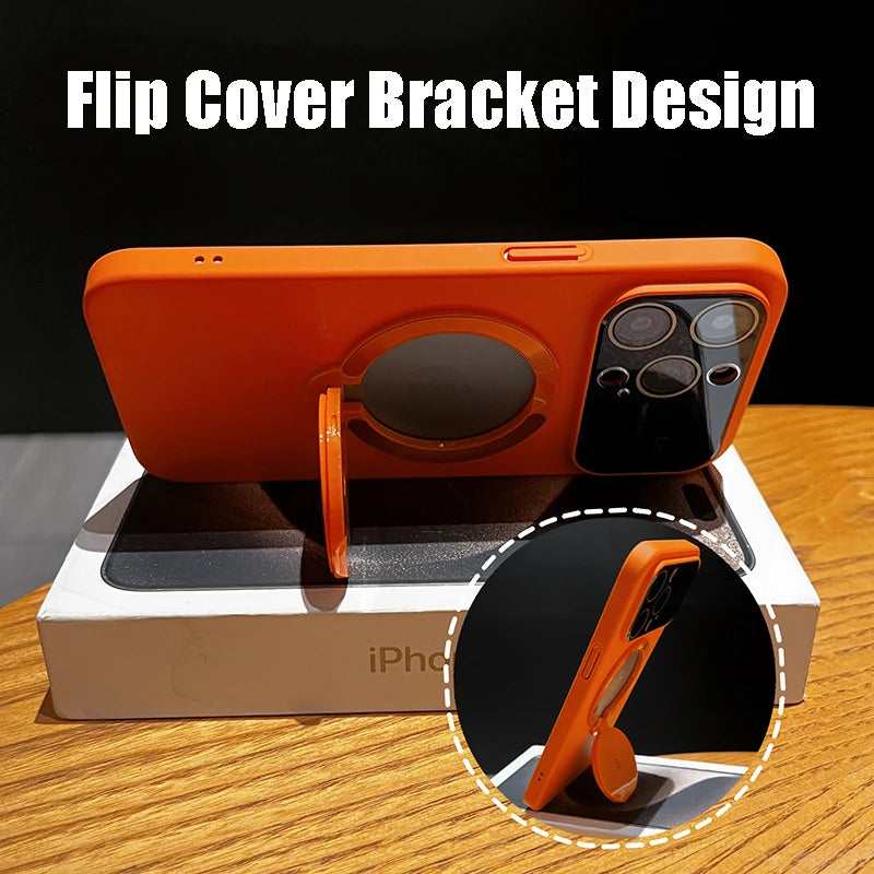 Premium iPhone Hülle, 360 Grad Rotierender Gyro-Standfunktion, Faltbarem Halter | MagSafe Case, Rundumschutz, Kameralinsenschutz für iPhone 17/17Air, 16/16e, 15, 14, 13 Pro Max Plus Cover | Panzertasche und Stoßsgenabdeckung | Hochwertige Schutzhülle