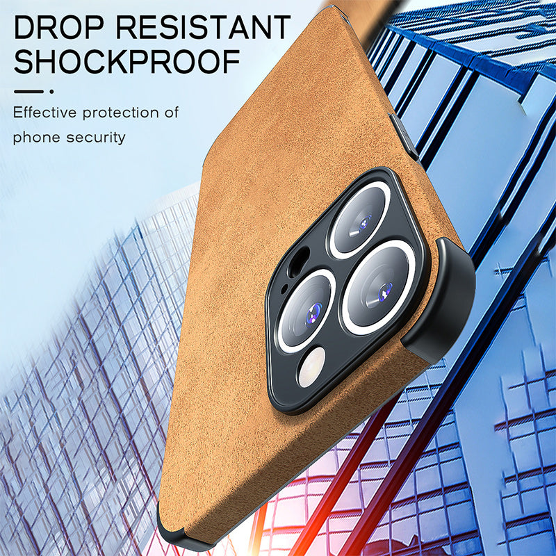 Personalisierte Luxus Apple iPhone Hülle aus Lammfell-Leder | Individueller Name | MagSafe Case mit Kameraprotektion für iPhone 17/17 Air, 16/16e, 15, 14, 13 Pro Max Plus