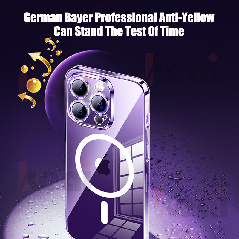 Luxus Ultra-Dünne iPhone Hülle mit MagSafe: 360° Vollschutz aus Metall und Glas, Magnetische Adsorption | Stoßfest mit Glasobjektiv-Kameraschutz, Panzer-Schutzhülle | Stilvolle Handyhülle Apple iPhone 17/17 Air, 16/16e, 15, 14, 13 Pro Max, Pro, Plus Cover