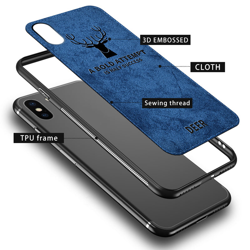 Luxus Stoßstange mit Hirsch-Design und motivierendem Spruch auf Leinwand iPhone-Hülle | MagSafe Case mit Kameraschutzabdeckung | Cover für Apple iPhone 17/17 Air, 16/16e, 15, 14, 13 Pro Max Plus | Panzertasche Hochwertige Handyhülle