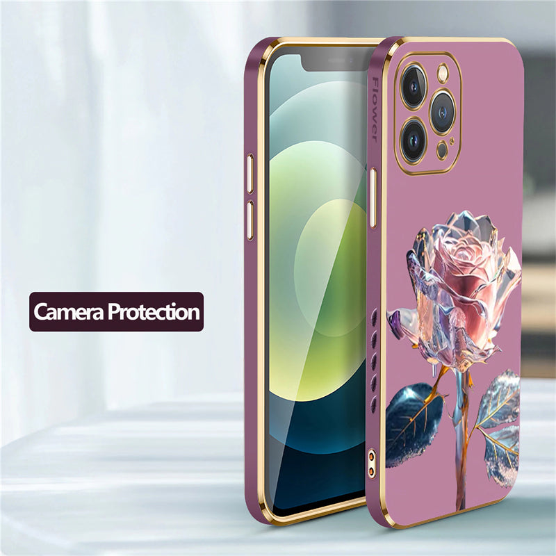 Luxus Kristall-Rose Diamant iPhone Hülle | MagSafe Case mit Rundumschutz und Kameralinsenschutzabdeckung für Apple iPhone 17/17 Air, 16/16e, 15, 14, 13 Pro Max Plus Cover | Panzertasche, Stoßstangenabdeckung Handyhülle | Hochwertige Schutzhülle