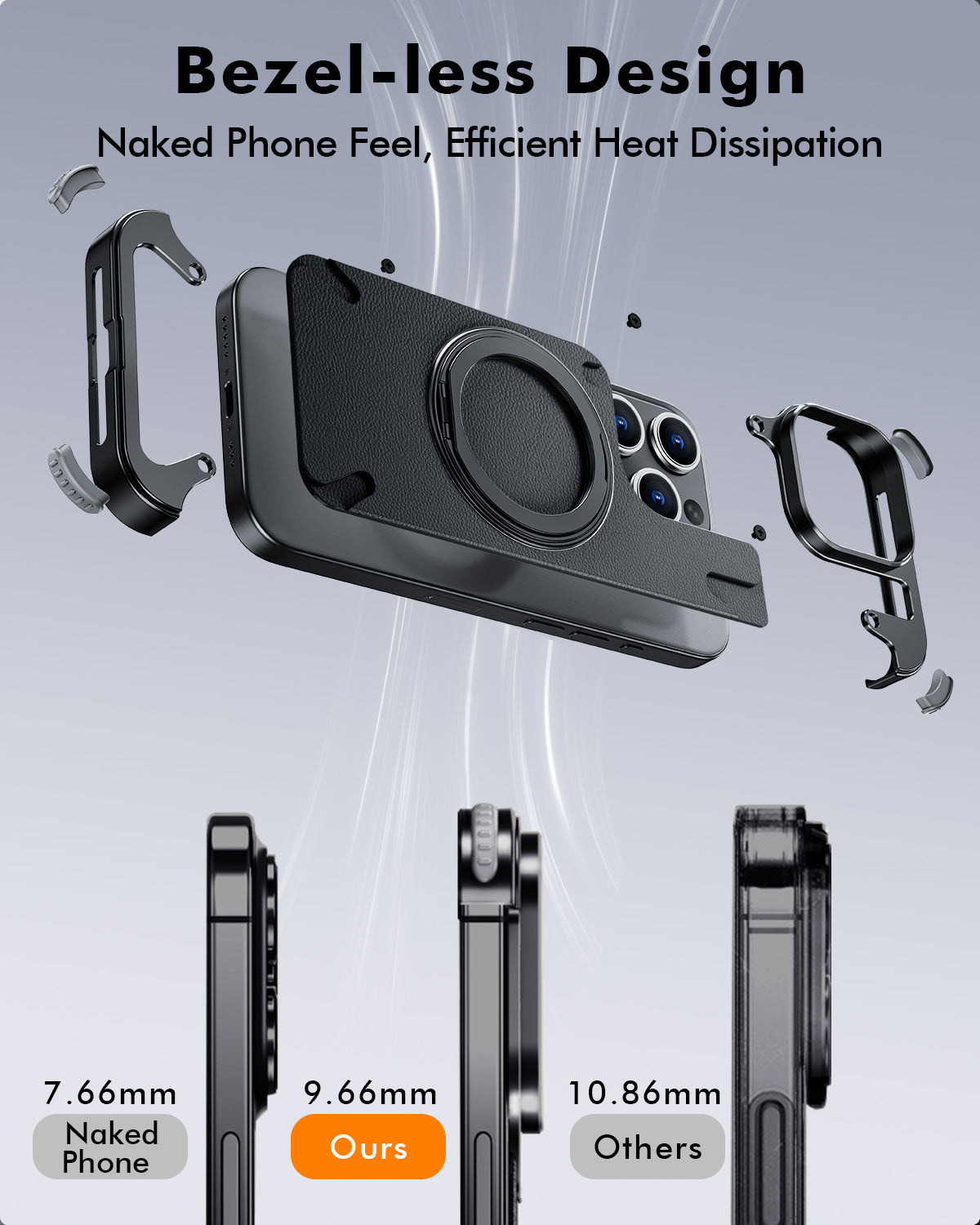 Premium Ultradünne Magnetische Randlose Matte Metall-Aluminiumständer iPhone-Hülle | MagSafe-Case Rundumschutz, Kameralinsenschutz für Apple iPhone 17/17 Air, 16/16e, 15, 14, 13 Pro Max Plus Cover | Stoßfeste Panzertasche, Stoßstangenabdeckung Schutzhülle