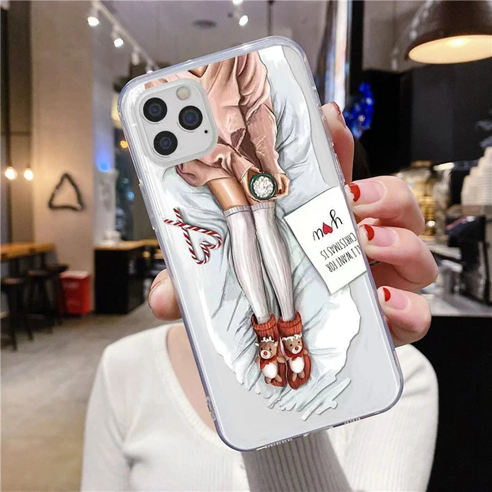 Luxuriöse Modische Mädchen-Design iPhone-Hülle | MagSafe-Case mit Rundumschutz & Kameralinsenschutz für Apple iPhone 17/17 Air, 16/16e, 15, 14, 13 Pro Max Plus Cover | Stoßfeste Handyhülle mit Panzertasche & Stoßstangenabdeckung