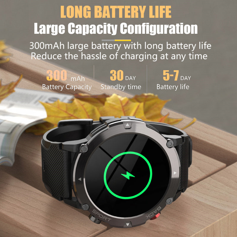 Premium Outdoor-Smartwatch mit GPS, Kompass, NFC-Zugang, IP68 Wasserdicht, Fitness- & Gesundheits-Tracker, 400mAh Akku, Herzfrequenzmesser – Robuste Full-Touch Uhr für Damen & Herren, Unisex-Design, ideal für Wandern, Sport & Alltag