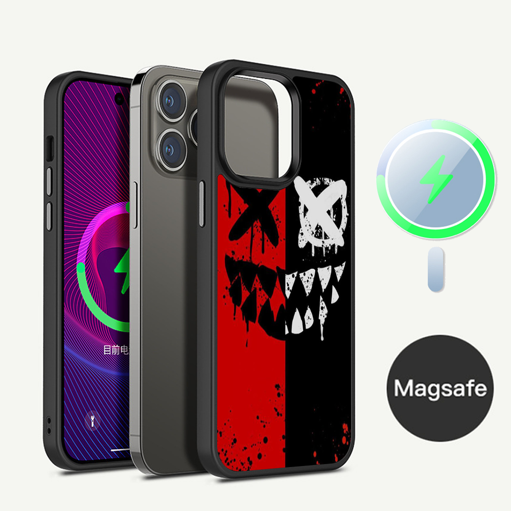 Premium Robuste Teufel Bad Boy Design iPhone Hülle | MagSafe-Case mit Rundumschutz & Kameralinsenschutz für Apple iPhone 17/17 Air, 16/16e, 15, 14, 13 Pro Max Plus Cover | Stoßfeste Handyhülle mit Panzertasche & Stoßstangenabdeckung
