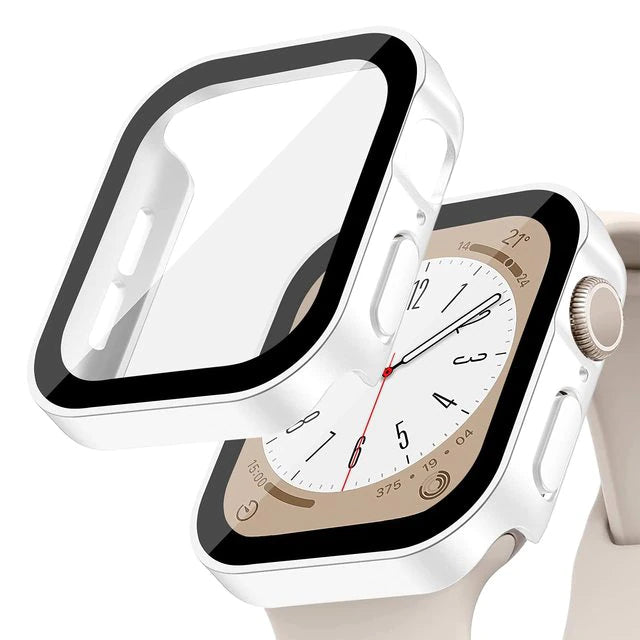 Premium Glasgehäuse für Apple Watch Serie 9/8/7/Ultra: 45mm, 41mm, 49mm, 44mm, 40mm | Hochwertige Displayschutz-Hülle