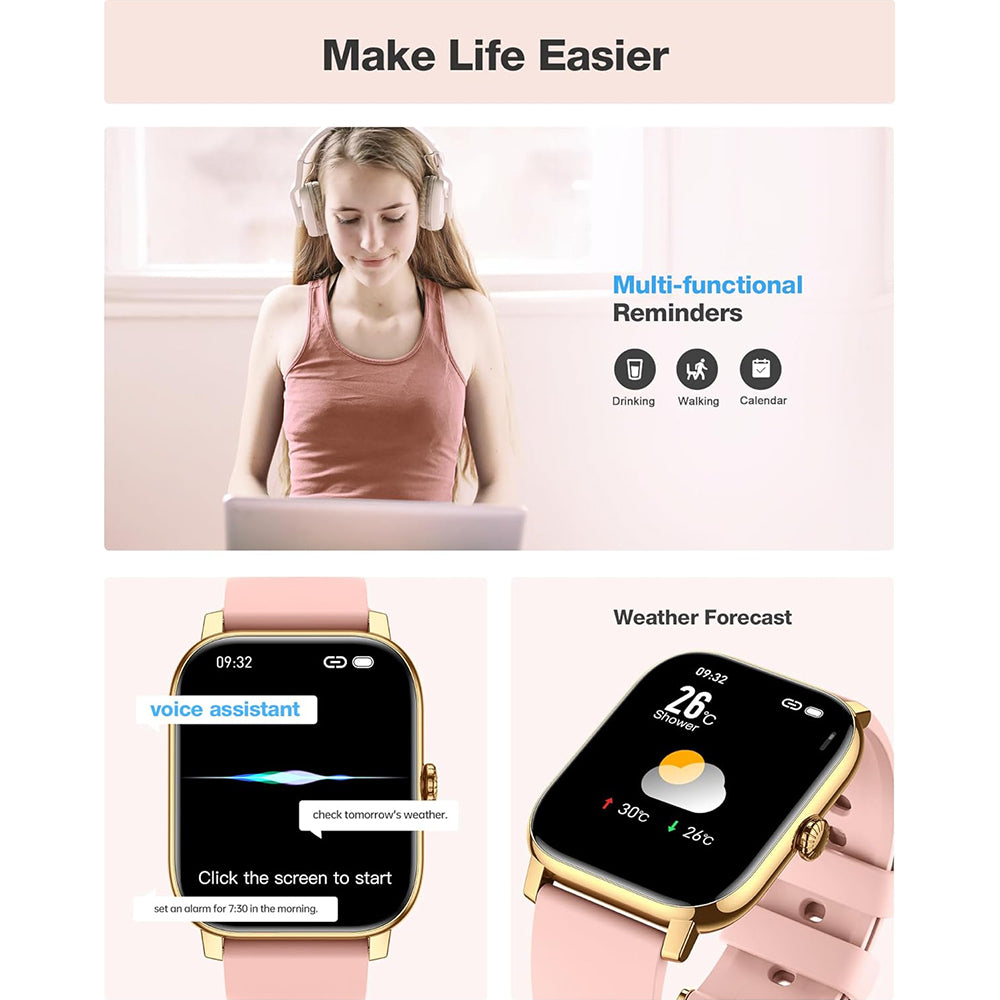 Premium Smartwatch Unisex – Fitnessuhr mit KI, Sprachanrufen, EKG, Blutzuckermessung, Gesundheitsüberwachung, IP68 wasserdicht, Schrittzähler, Puls- & Schlafmonitor, Benachrichtigungen & Sprachassistent – Für Damen & Herren