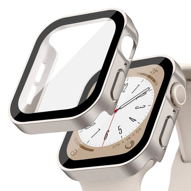 Premium Glasgehäuse für Apple Watch Serie 9/8/7/Ultra: 45mm, 41mm, 49mm, 44mm, 40mm | Hochwertige Displayschutz-Hülle