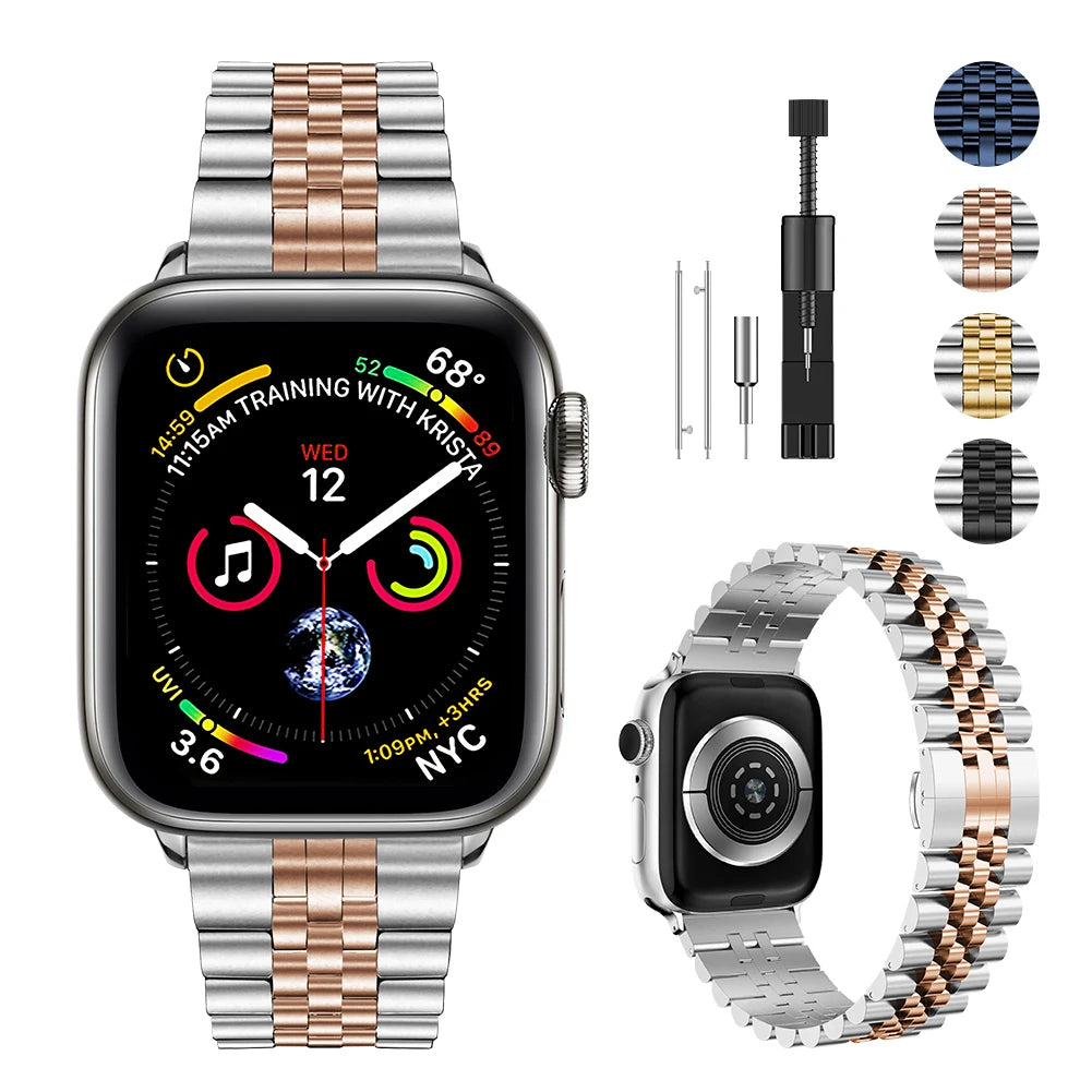 Metallband für Apple Watch 49mm, 45mm, 44mm, 42mm, 41mm, 40mm | Premium Edelstahl Armband für iWatch Ultra/9/8/7/6/5/4/3/SE