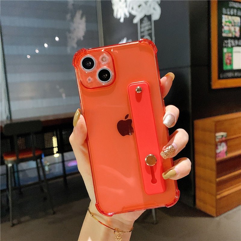 Premium Durchsichtige Candy-Farbe | Handgelenksband Handyhalter Klare Soft-Silikon Apple iPhone Case