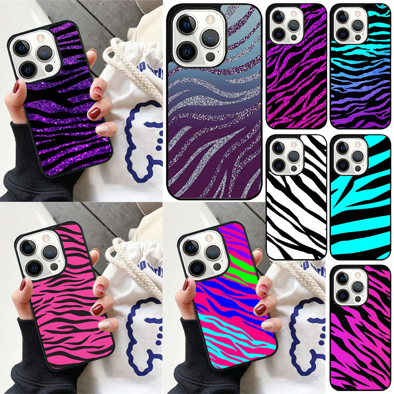 Premium Zebra Pattern Glitter iPhone Case | MagSafe Case with 360-Degree Protection & Camera Lens Cover for iPhone 16/15/14/13/12 Pro Max, Plus, Mini Cover | Armor Case & Bumper Cover Phone Case | High-Quality Protective Cover