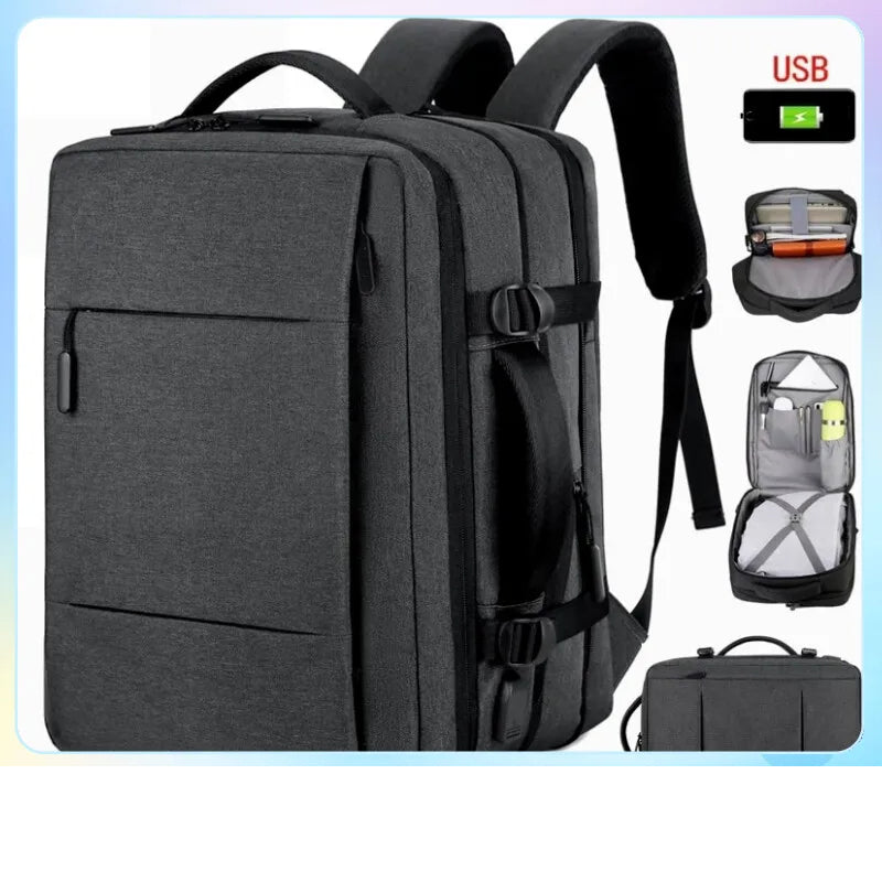 Hochwertiges Klassischer Herren Business-Rucksack: Erweiterbare USB Tasche, Große Kapazität, Wasserdicht & Stylisch