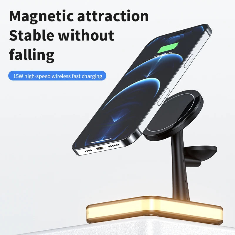 15w 3 in 1 magnetisches kabelloses Ladegerät Stand Pad für iPhone 14 13 12 Pro Max Apple Watch 8 7 6 Airpods Schnell ladestation