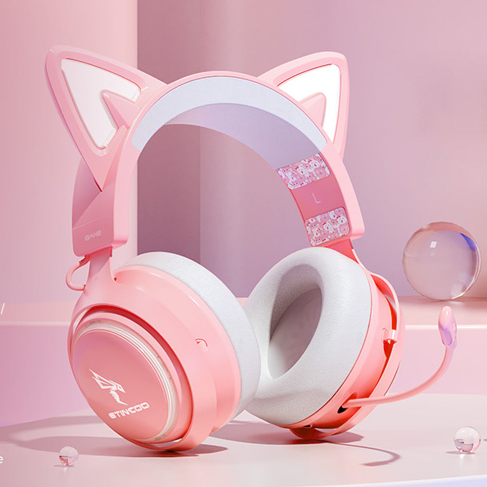 High-quality Onikuma X15 Pro Over-Ear Gaming Headset with Cable | Noise Cancellation, Pink Cat Ears, RGB Light, and Microphone for PC PS4 Gaming