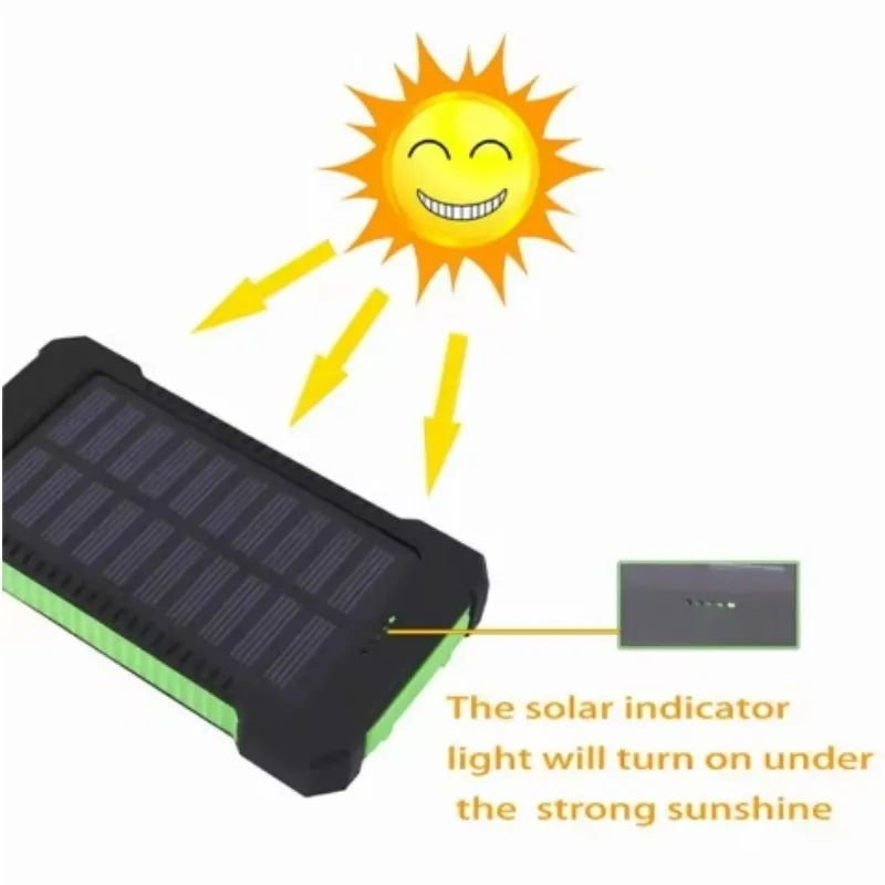 High-Quality Power Bank 20000mAh Solar Charger | Portable External Battery with 5V Fast Charging and Super Bright Flashlight for Smartphones, Apple iPhone, Samsung, iOS & Android  On-the-Go