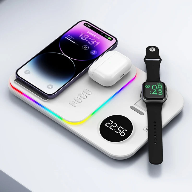 Kabellose Schnell Ladestation Wireless Fast Charging Dock, Ladegerät iPhone, Samsung, Android, Apple & Galaxy Watch, AirPods