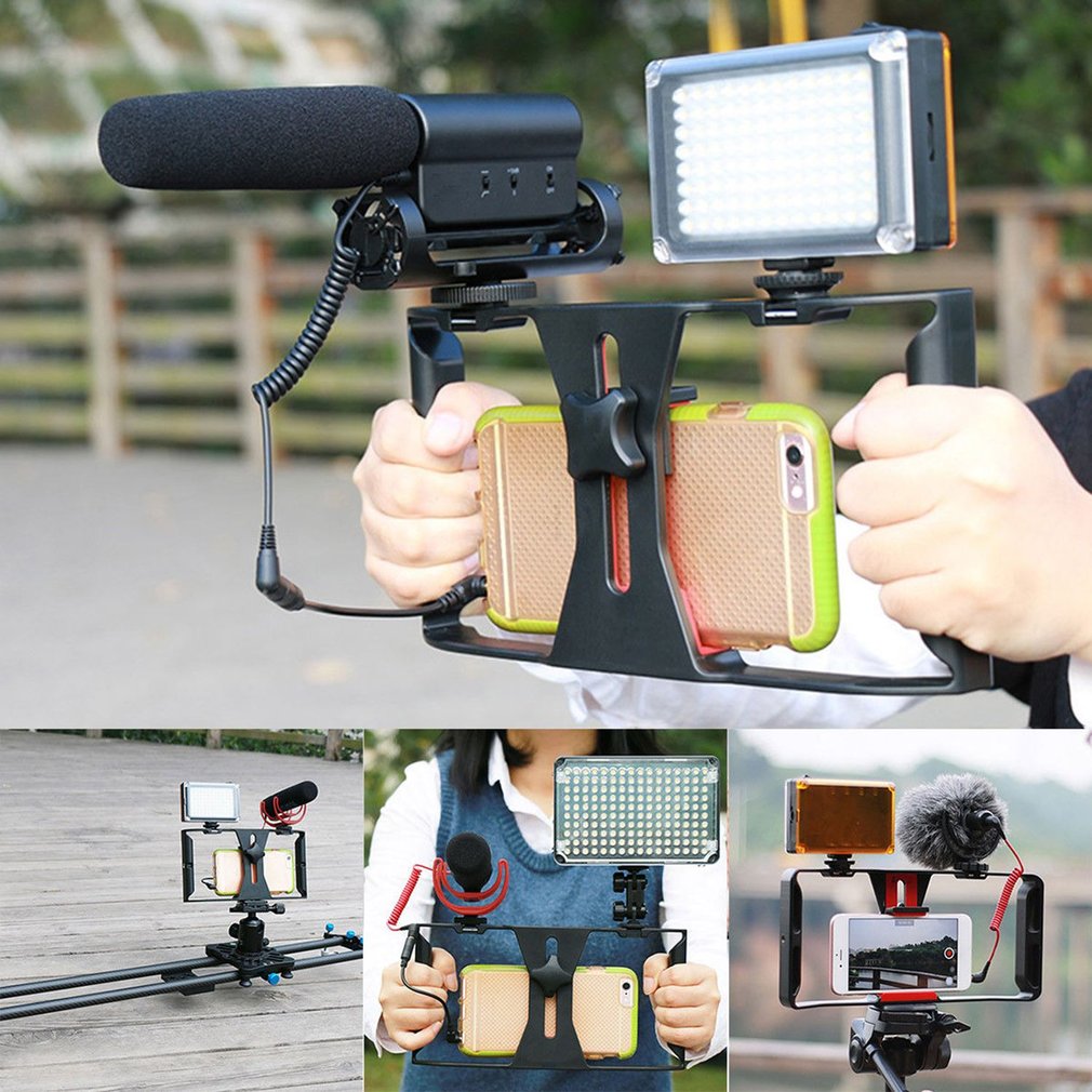 Camera Cage Stabilizer for Smartphones, Apple iPhone, Samsung, iOS & Android : Film Production Rig & Hand Grip Bracket | Premium Video Camera Cage for Apple iPhone and Android