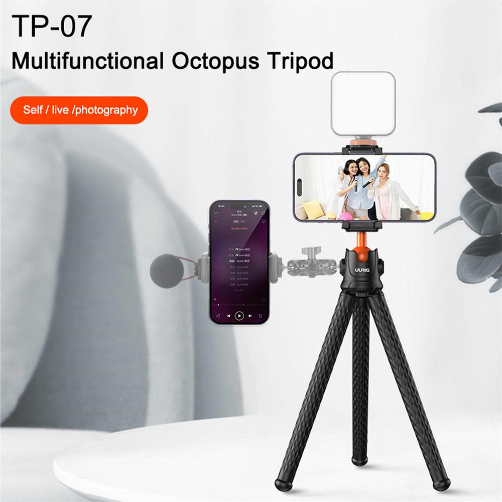 High-Quality Octopus Flex Tripod with 1/4 Screw, Ball Head & Cold Shoe: Universal Phone Clip for Apple iPhone 15/14/13/12/11 Pro Max/Plus/Mini,  SLR, DSLR Camera, GoPro Smartphones, Apple iPhone, Samsung, iOS &amp; Android  | Professional Photo/Video