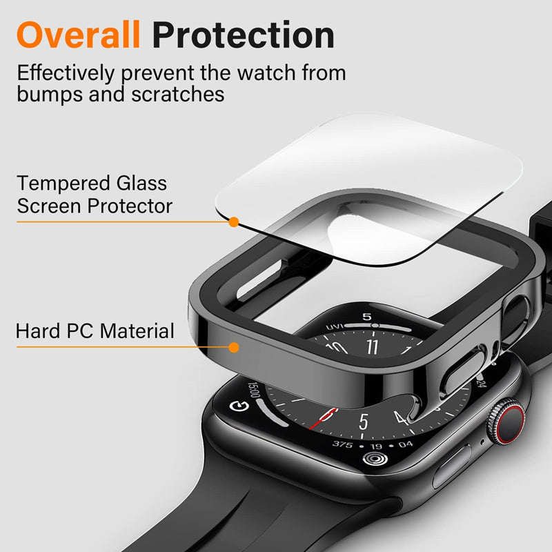 Premium Glass Case for Apple Watch Series 9/8/7/Ultra: 45mm, 41mm, 49mm, 44mm, 40mm | High-Quality Display Protection Case & Cover for iWatch 10/9/8/7/6/5/4/3/2/1 & Ultra 2/1, SE: 2024, 2023, 2022, 2021, 2020, 2019, 2018, 2017, 2016,