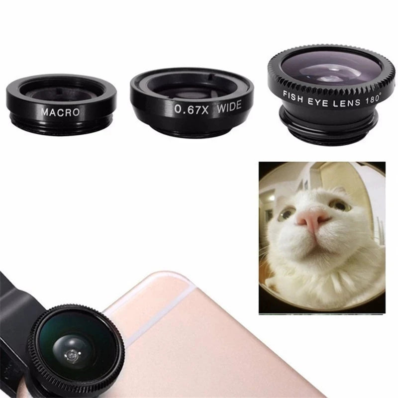 Professional 3-in-1 Fisheye Phone Lens: 0.67X Wide-Angle & Macro, Clip-On Camera Kit for Smartphones, Apple iPhone, Samsung, iOS &amp; Android | Compatible with Apple iPhone 15/14/13/12/11 Pro Max Plus Mini, Samsung & Android | Limited Edition