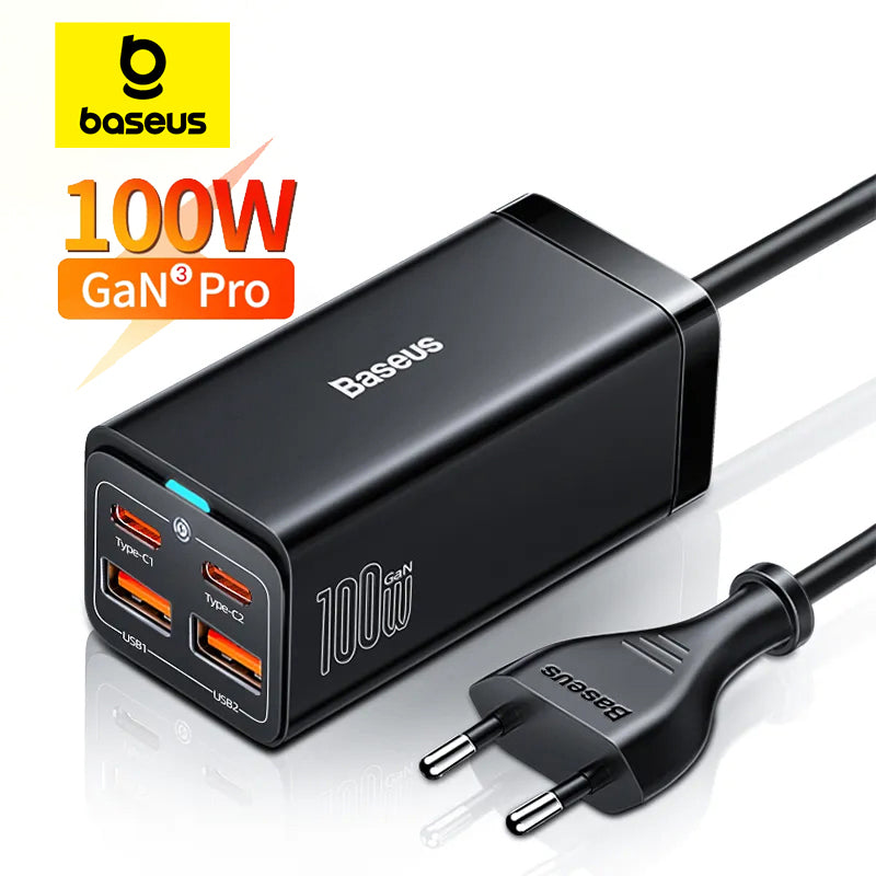 Premium 100W GaN3 Pro USB Charger Desktop Station - Type C PD QC Quick Charge 4.0 3.0 Fast Charging Smartphones, Apple iPhone, Samsung, iOS & Android