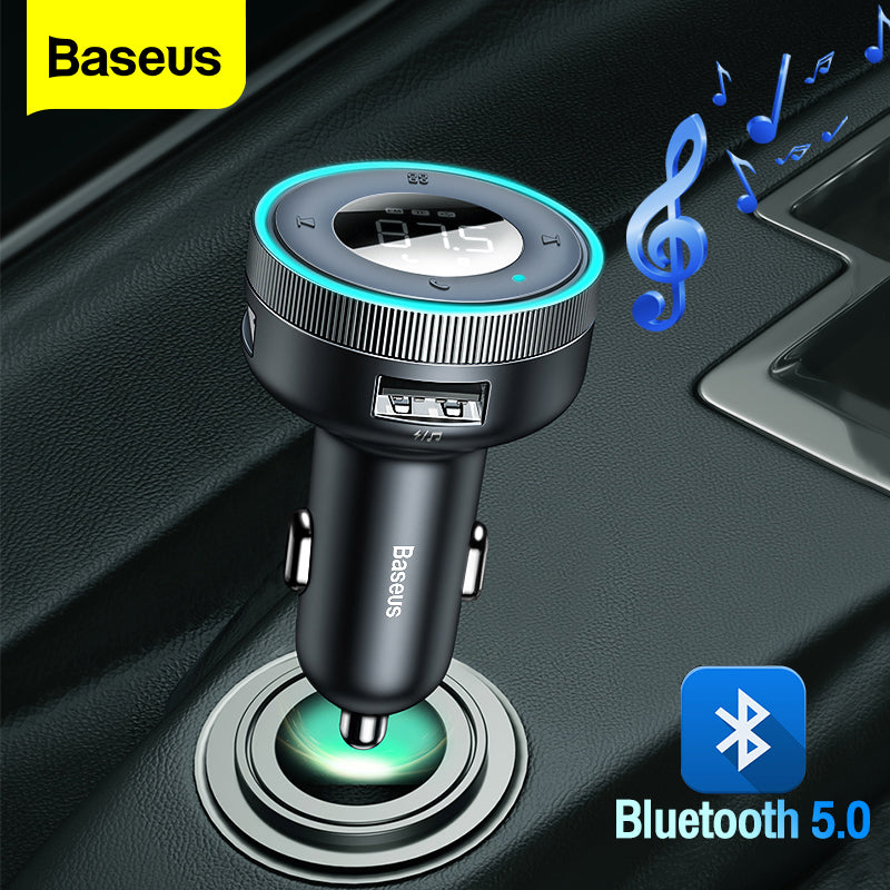 High-Quality FM Transmitter, Wireless Car, Bluetooth 5.0, USB Charger, Car Aux Radio, MP3 Player, Music, Hands-Free Kit | Premium Auto Car Charger Smartphones, Apple iPhone, Samsung, iOS &amp; Android