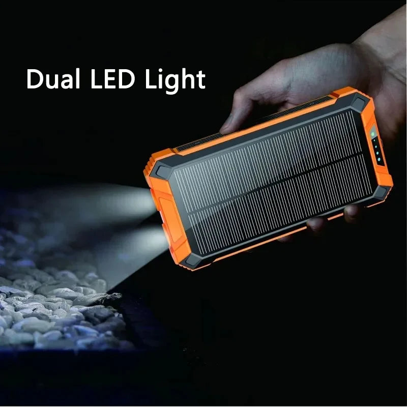 High-Quality Power Bank 20000mAh Solar Charger | Portable External Battery with 5V Fast Charging and Super Bright Flashlight for Smartphones, Apple iPhone, Samsung, iOS & Android  On-the-Go